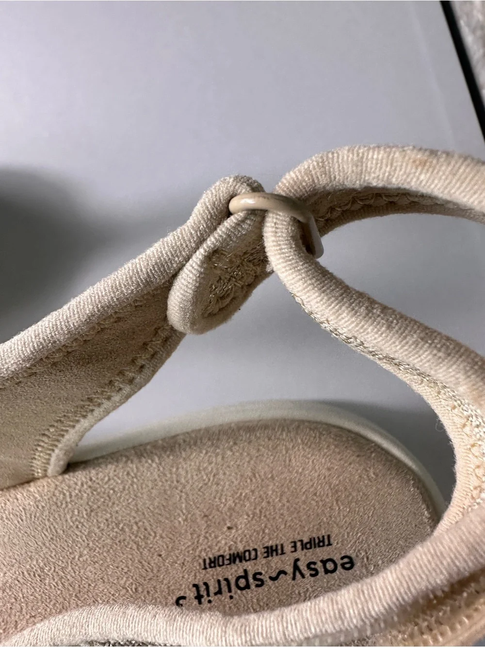 Easy Spirit Beige Knit Slingback Flats
